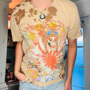 Ed Hardy Graphic Tie-Dye Skull Pilot Tee - Beige